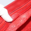 CELINE Shoulder Bag Leather Red Gold Auth 193149-12