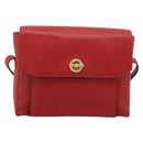 CELINE Shoulder Bag Leather Red Gold Auth 193149-13