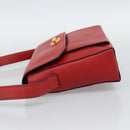 CELINE Shoulder Bag Leather Red Gold Auth 193149-3