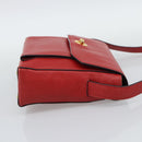 CELINE Shoulder Bag Leather Red Gold Auth 193149-4