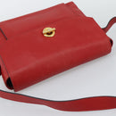 CELINE Shoulder Bag Leather Red Gold Auth 193149-6
