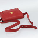 CELINE Shoulder Bag Leather Red Gold Auth 193149-7