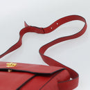 CELINE Shoulder Bag Leather Red Gold Auth 193149-8