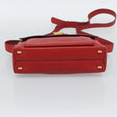 CELINE Shoulder Bag Leather Red Gold Auth 193149-5