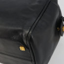 LOEWE Hand Bag Leather Black Gold Auth 193150-15