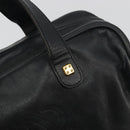 LOEWE Hand Bag Leather Black Gold Auth 193150-17