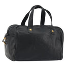 LOEWE Hand Bag Leather Black Gold Auth 193150-1