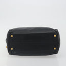 LOEWE Hand Bag Leather Black Gold Auth 193150-5
