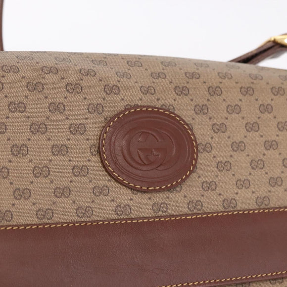 GUCCI Micro GG Supreme Shoulder Bag PVC Beige Gold Auth 193154