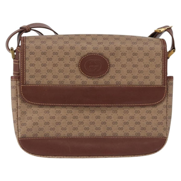 GUCCI Micro GG Supreme Shoulder Bag PVC Beige Gold Auth 193154