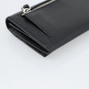 PRADA Long Wallet Saffiano leather Black Silver Auth 193158V-16