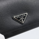 PRADA Long Wallet Saffiano leather Black Silver Auth 193158V-18
