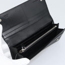 PRADA Long Wallet Saffiano leather Black Silver Auth 193158V-9