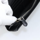 PRADA Long Wallet Saffiano leather Black Silver Auth 193158V-23