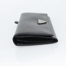 PRADA Long Wallet Saffiano leather Black Silver Auth 193158V-3