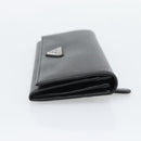 PRADA Long Wallet Saffiano leather Black Silver Auth 193158V-4
