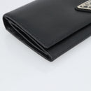 PRADA Long Wallet Saffiano leather Black Silver Auth 193158V-14