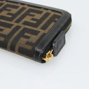FENDI Zucca Canvas Long Wallet Black Brown Auth 193160V-10