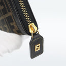 FENDI Zucca Canvas Long Wallet Black Brown Auth 193160V-12