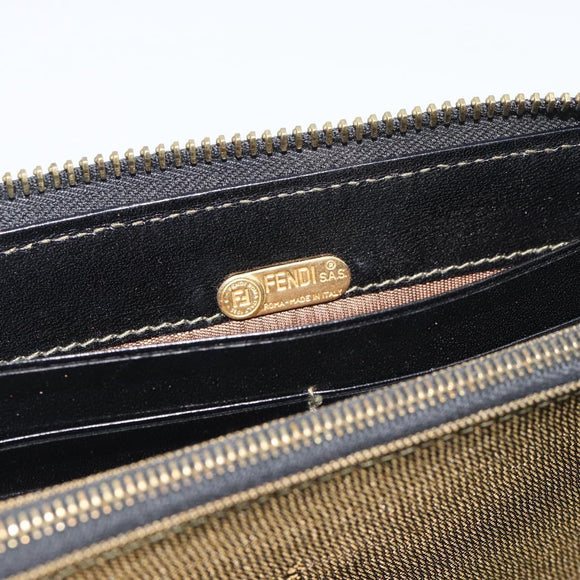 FENDI Zucca Canvas Long Wallet Black Brown Auth 193160V
