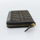 FENDI Zucca Canvas Long Wallet Black Brown Auth 193160V-4