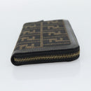 FENDI Zucca Canvas Long Wallet Black Brown Auth 193160V-5