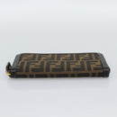 FENDI Zucca Canvas Long Wallet Black Brown Auth 193160V-7