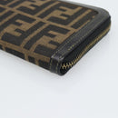 FENDI Zucca Canvas Long Wallet Black Brown Auth 193160V-8
