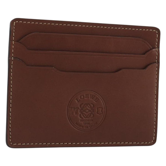 LOEWE Card Case Leather Brown Auth 193161V