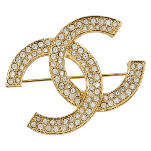 CHANEL COCO Mark Brooch metal Gold Tone CC Auth 193163V
