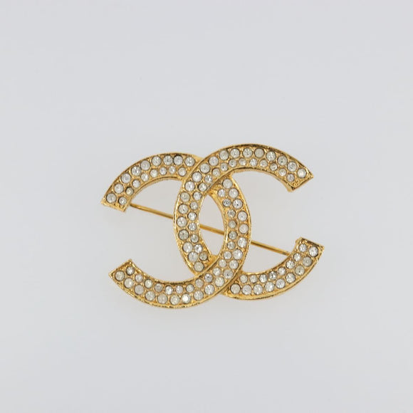CHANEL COCO Mark Brooch metal Gold Tone CC Auth 193163V