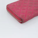 CHANEL Matelasse Long Wallet Lamb Skin Pink Silver CC Auth 193166-16