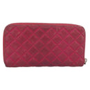 CHANEL Matelasse Long Wallet Lamb Skin Pink Silver CC Auth 193166-2