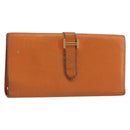 HERMES Bearn Dupri Long Wallet Leather Orange Gold Auth 193167-1