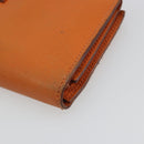 HERMES Bearn Dupri Long Wallet Leather Orange Gold Auth 193167-10