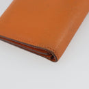 HERMES Bearn Dupri Long Wallet Leather Orange Gold Auth 193167-11