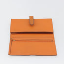 HERMES Bearn Dupri Long Wallet Leather Orange Gold Auth 193167-14
