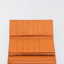HERMES Bearn Dupri Long Wallet Leather Orange Gold Auth 193167-15
