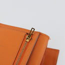 HERMES Bearn Dupri Long Wallet Leather Orange Gold Auth 193167-16