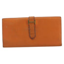 HERMES Bearn Dupri Long Wallet Leather Orange Gold Auth 193167-2