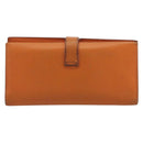 HERMES Bearn Dupri Long Wallet Leather Orange Gold Auth 193167-3
