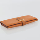 HERMES Bearn Dupri Long Wallet Leather Orange Gold Auth 193167-5