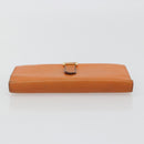 HERMES Bearn Dupri Long Wallet Leather Orange Gold Auth 193167-6