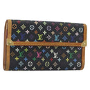 LOUIS VUITTON Monogram Multicolor Porte Tresor Wallet Black M92658 Auth 193171-1