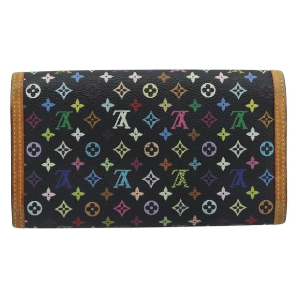 LOUIS VUITTON Monogram Multicolor Porte Tresor Wallet Black M92658 Auth 193171