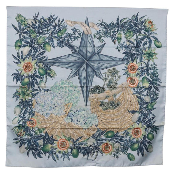 HERMES Carre 90 Scarf Silk Light Blue Auth 193177