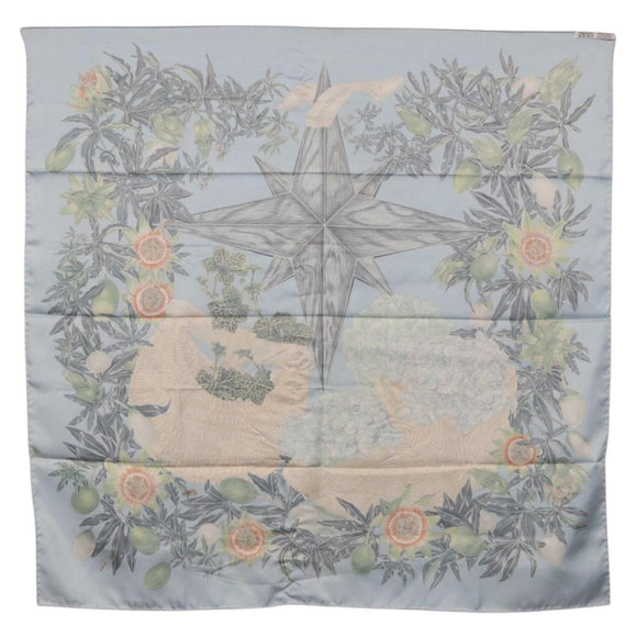 HERMES Carre 90 Scarf Silk Light Blue Auth 193177