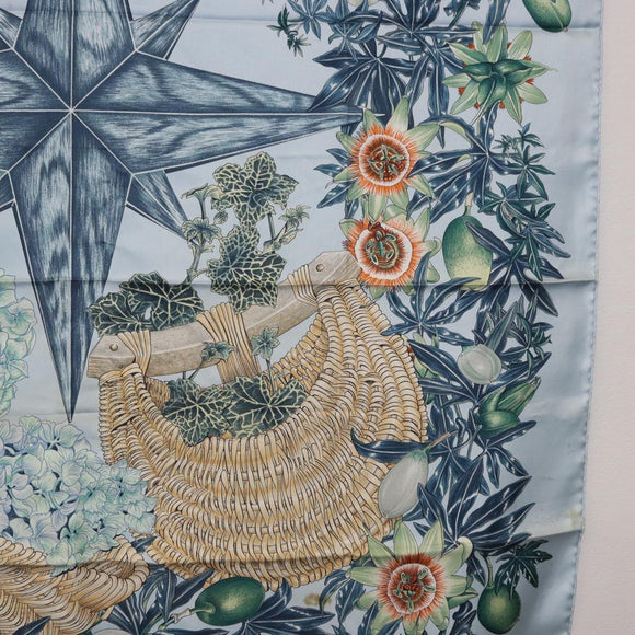 HERMES Carre 90 Scarf Silk Light Blue Auth 193177