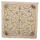 HERMES Carre 90 Scarf Silk Beige Auth 193213-14