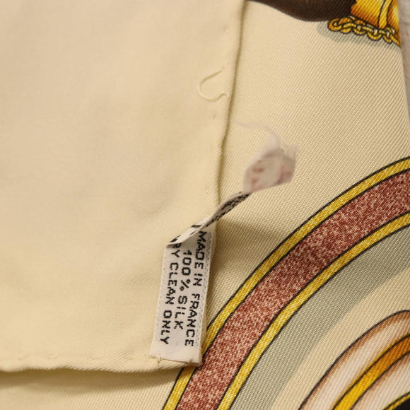 HERMES Carre 90 Scarf Silk Beige Auth 193213